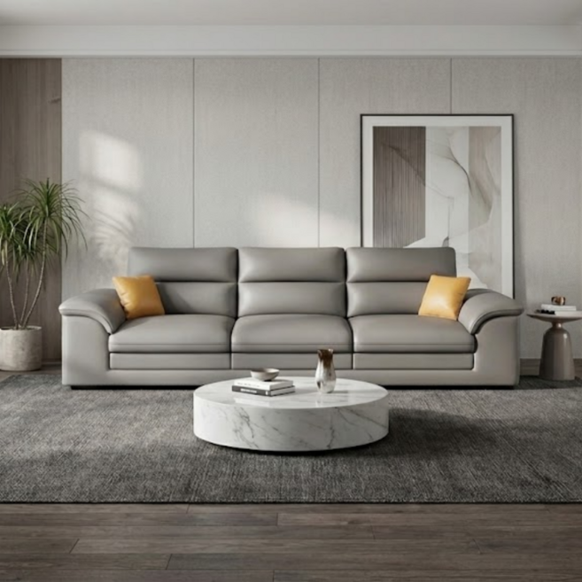 엘티제이 프리미엄 모던 가죽 소파 D2323, 그레이