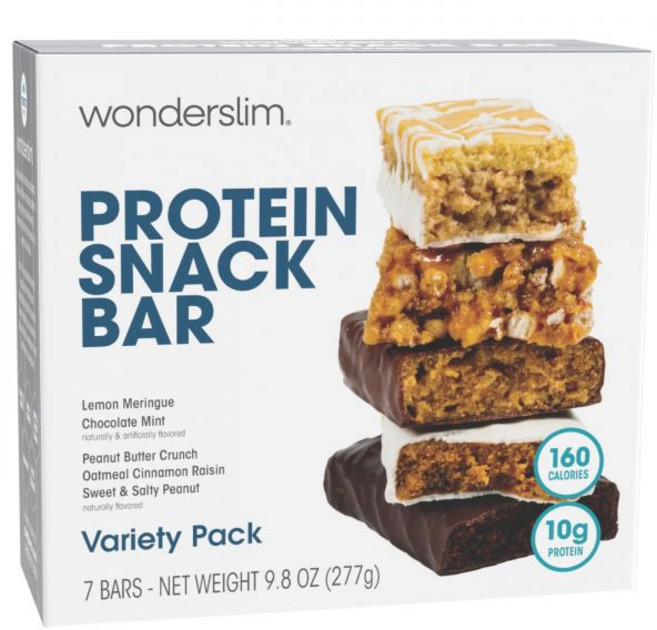 WonderSlim 초콜릿 원더슬림 프로틴 스낵 바 마시멜로 브라우니 크리스프 7개입, 고급 다양성 팩, 277g, 1개