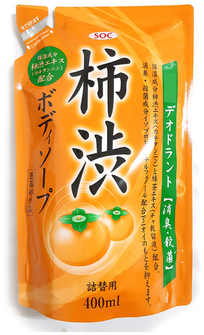 SOC 일본 단감 바디워시 리필 400ml 노네랄 탄닌 등드름 노인냄새 제거 천연, 1개