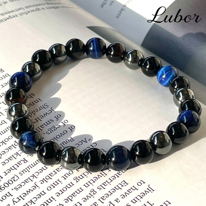 루보르 AA급 재물운 호안석 오닉스 남성 팔찌 원석 염주