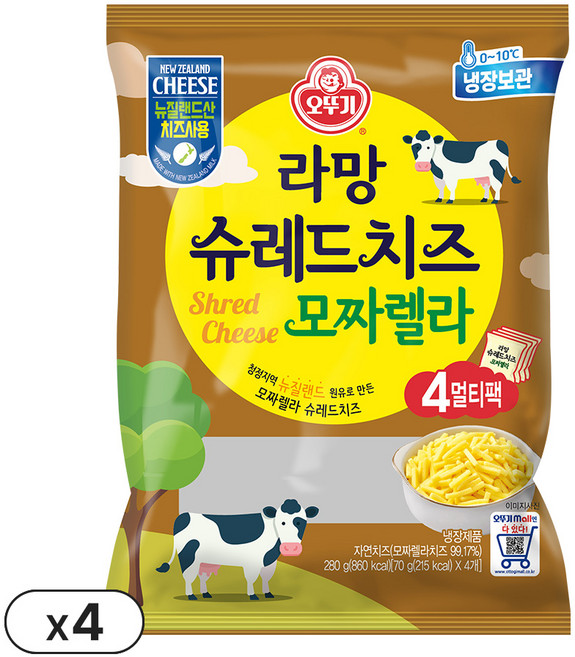 오뚜기 라망 슈레드 치즈 모짜렐라 (70gX4) 4개, 70g, 16개