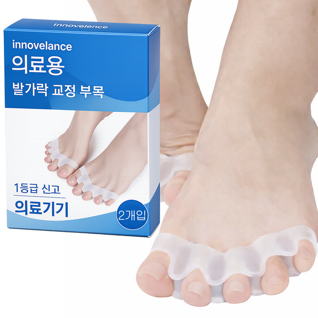 이노밸런스 의료용 무지외반증 실리콘 발가락 교정기 투명 스킨, 1개