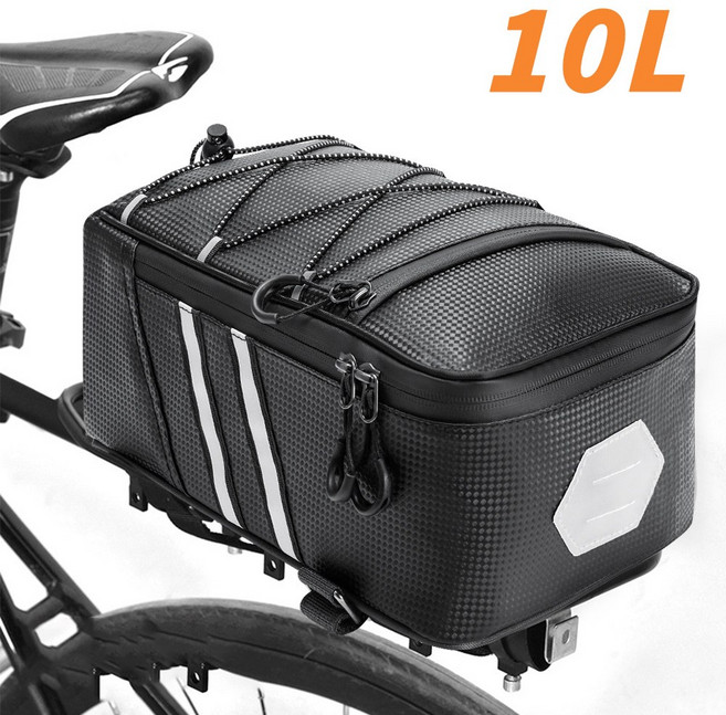 GTOG 자전거 뒷좌석 짐가방 블랙 자전거 짐받이 가방 안장가방 투어백 여행 수납 라이딩 백, 검정, 1개, 10L