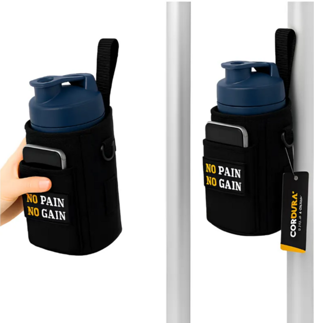 헬킹콩 마그네틱 보틀 파우치 헬스 자석 만능 물병 가방, [본체]_블랙 1개 (본체 + 스트랩), [벨크로 와펜]_ 없이, 1개