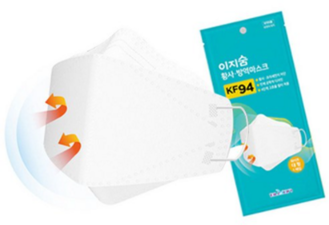 이지숨 국내생산 KF94 황사 미세먼지 방역 마스크 개별포장 100매, 1개입, 100매입
