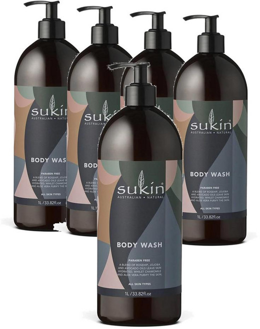 호주 수킨 Sukin Body Wash 로즈힙 호호바 & 아보카도오일 바디워시, 5개, 1L