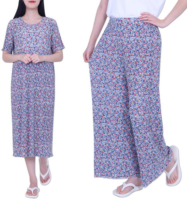 꽃중년 할머니 몸빼바지 플리츠 꽃무늬바지