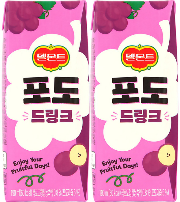 델몬트 드링크 포도, 190ml, 48개