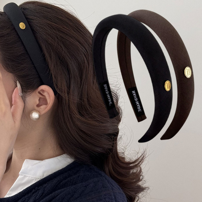 (1+1)금장 쿠션 헤어밴드 귀안아픈 와이드머리띠2p
