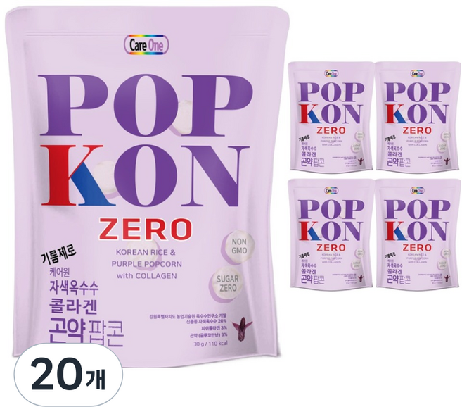 케어원 기름제로 자색옥수수 콜라겐 곤약팝콘, 30g, 20개