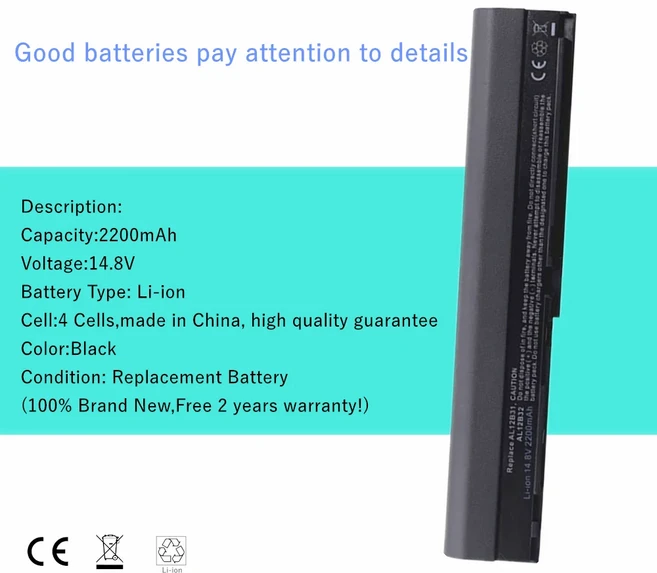 ACER Aspire One용 노트북 배터리 AL12B32 756 V5-171 TravelMate B113, 02 14.8V 4CELLS