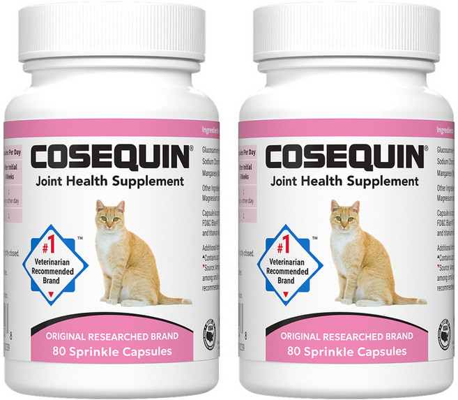 2개 Nutramax 코세퀸 고양이 관절 건강 보조식품 80 스프링클 캡슐