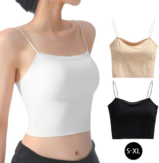 희야홈 신축성 심리스 끈나시 크롭 캡내장 3P세트