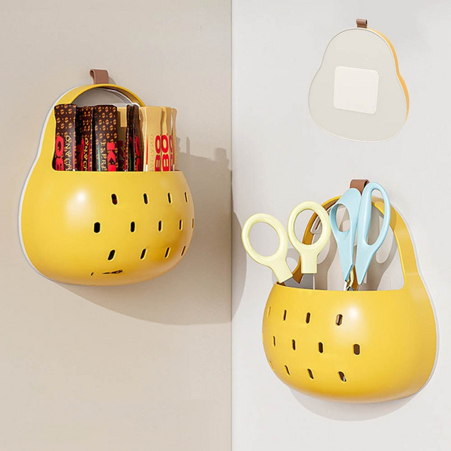 깔끔더하기 냉장고 자석 바구니 보관함, 1개, 옐로우