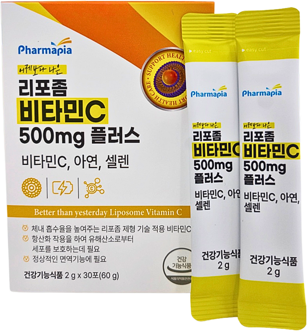 리포좀비타민C 500mg 플러스 피로 항산화 고흡수 레몬맛 분말 2g 30포, 1세트, 30회분