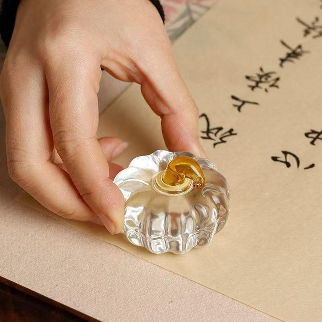 水晶南瓜擺件 桌面透明款 鎮紙 書房辦公室裝飾, 水晶南瓜透明款