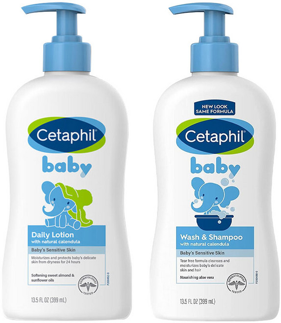 세타필 키즈 데일리 로션 카렌듈라 함유 399ml + 키즈 워시 앤 샴푸 399ml, 1세트