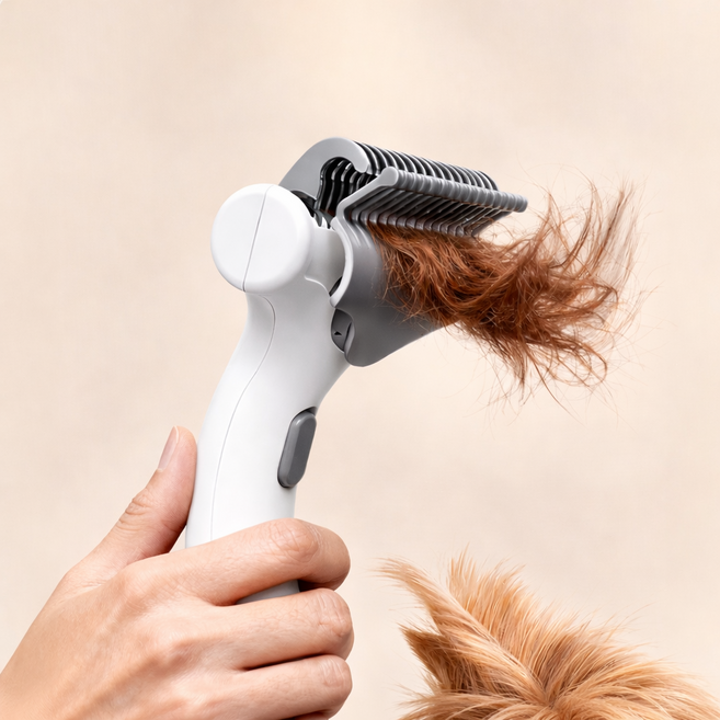 보넬티 원터치 죽은털제거 강아지 빗, 1개, 화이트