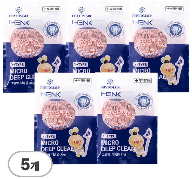 파이토메이드 Y자형 쿨민트 마이크로 딥클린 그물망 대용량 치실, 5개, 100개입