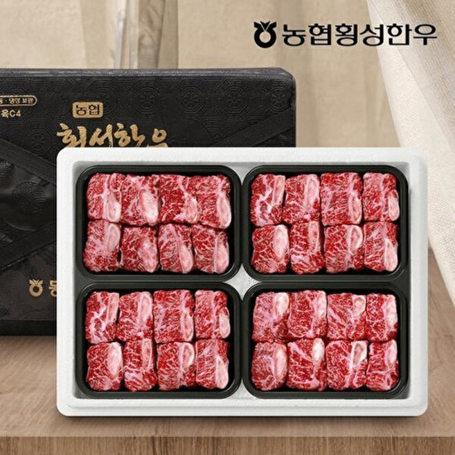 농협횡성한우 T_[농협횡성한우] 1등급 프리미엄 횡성한우 어9품 선물세트 / 갈비 x 4(총 2.4kg), 1개, 600g