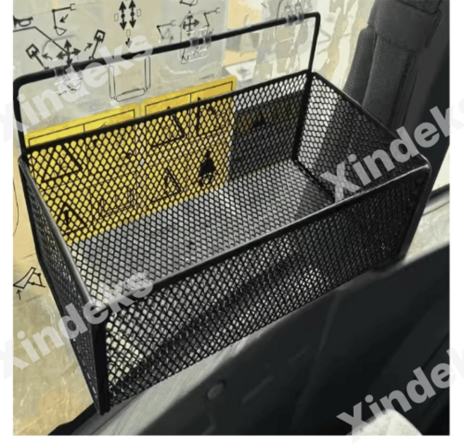 굴삭기 수납함 창문 철제 설치 다용도 수납 메쉬 화물칸 보관상자, 1. 중형 블랙+접착 후크 3개, 1개