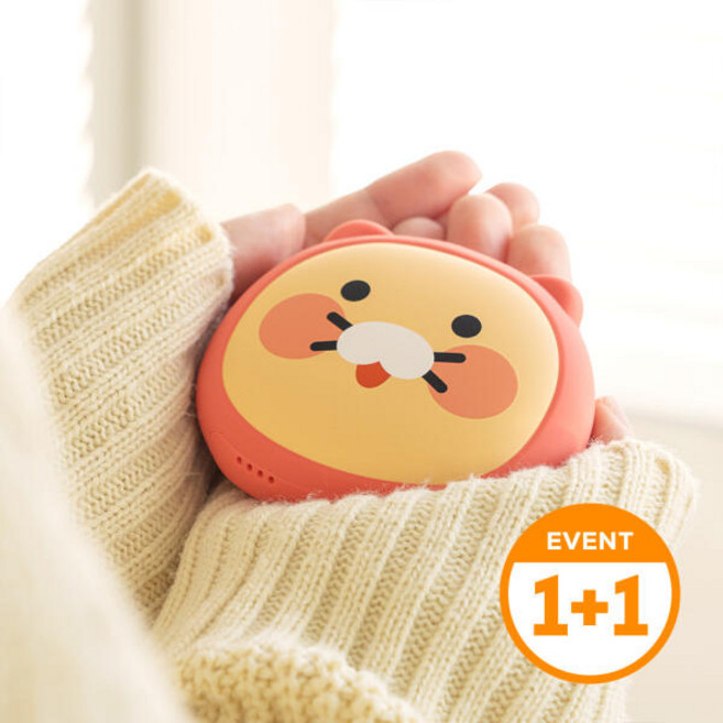 아트박스/카카오프렌즈 [1+1 SET] 손난로 보조배터리 5000mAh 카카오/니니즈, 얼굴형_핑크 패딩 라이언, 얼굴형_핑크 후드 춘식이