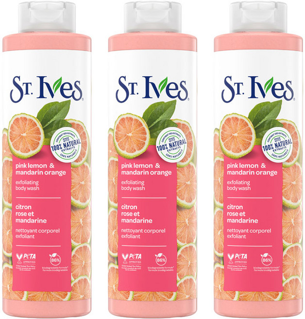 세인트이브스 바디워시 핑크 레몬 앤 만다린 오렌지, 3개, 650ml