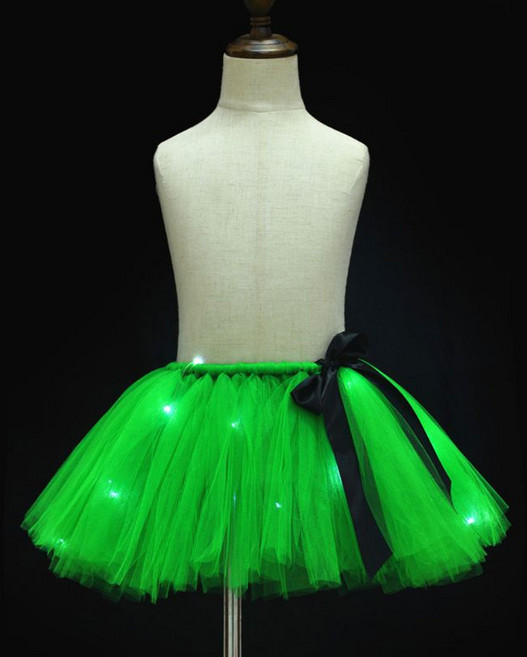 여성 LED 라이트 레인보우 Tulle 투투 스커트 조절 가능한 허리 활 솜털 페티쉬 스커트