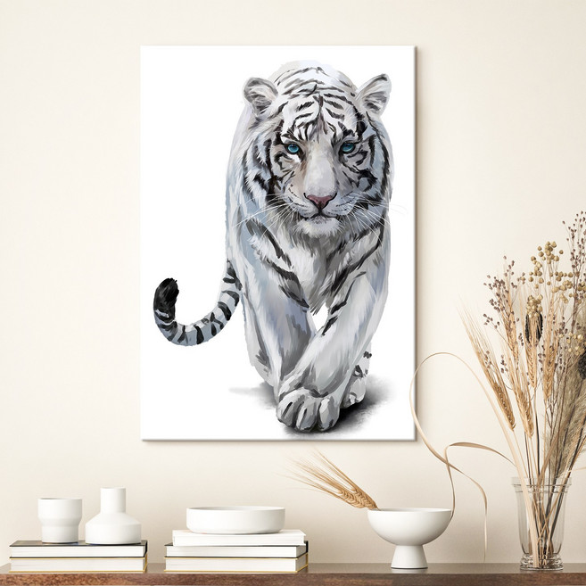 집안지켜주는 수호신 호랑이 황호 백호 인테리어 캔버스 액자 [더아트컴퍼니 액운방지 수맥차단 사업운 돈들어오는 그림], 1. 소원성취 백호