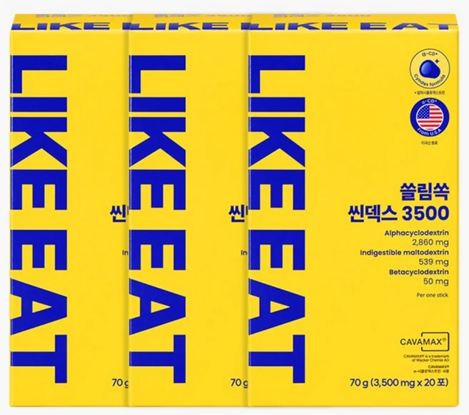 알파CD 라이킷 쓸림쏙 씬덱스 3500 알파씨디 슬림쏙 알파싸이클로덱스트린, 3.5g, 60개 - 쿠팡