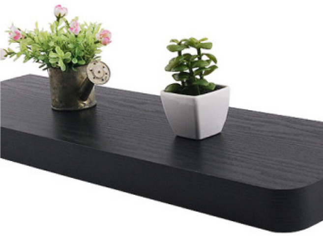 무지주 벽선반 세트 벽걸이 벽고정 라운드 인테리어 블랙 600x195x38