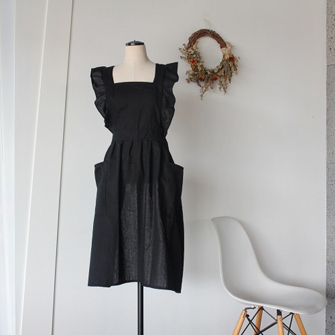 카너스 CNS 러블리 프릴 앞치마, 블랙, 1개