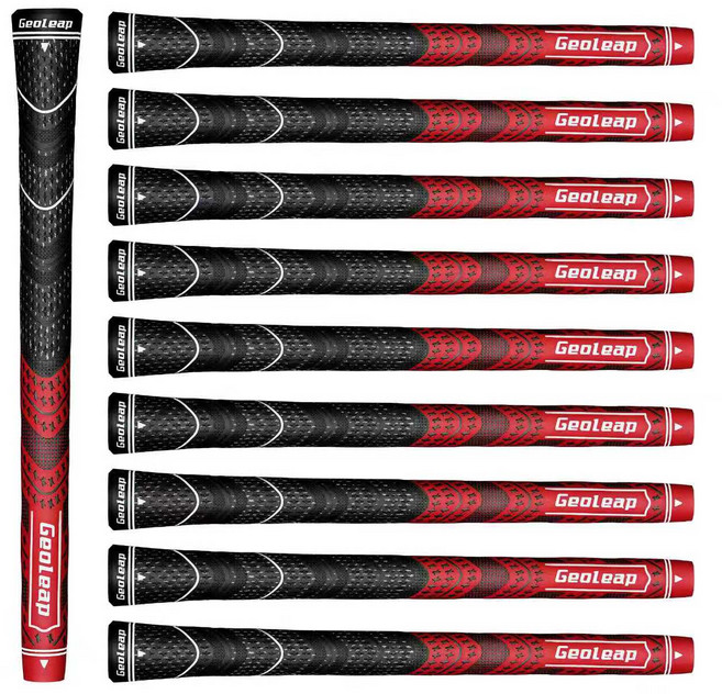 Geoleap골프 그립 - 부드러운 골프 클럽 그립의 세트는 테이퍼 디자인을 줄이고 올웨더 퍼포먼스., 빨간색, 10개