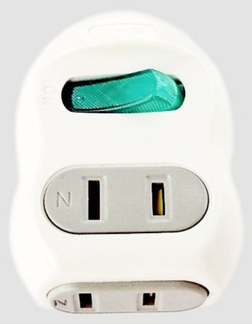 【安全達人】2插座1開關 2P 轉接器 AR-6C, 1個