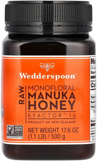 몸관리하세요 겨울입니다 Wedderspoon 무가공 모노플로랄 마누카 꿀 KFactor 16 500g(1.1lb) 특별관리진행, Wedderspoon 무가공 모노플로... - 쿠팡