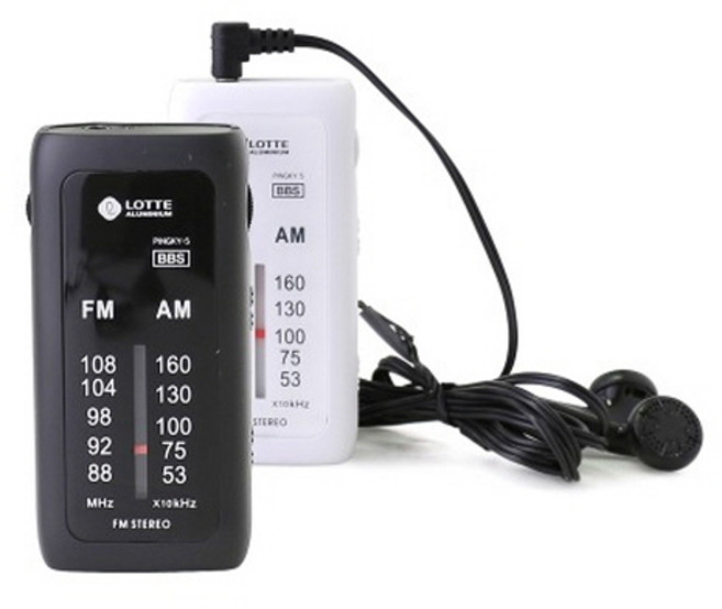 롯데알미늄 핑키-5 휴대용 소형라디오 낚시 등산 재난용, 블랙, 핑키5 휴대용라디오