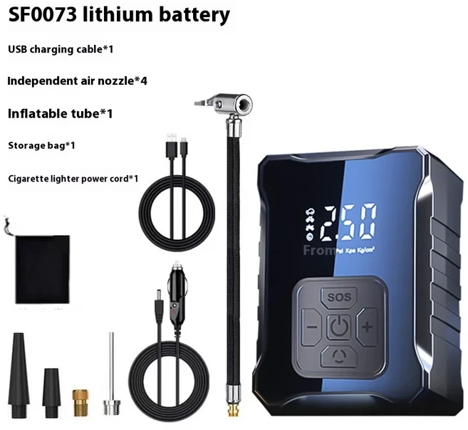 고출력 휴대용 무선 에어 펌프 크로스보더 자동차 타이어 공기 주입 다기능 에어 펌프 오토바이 타이어 공, 01 C