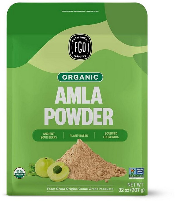 FGO 유기농 AMLA 파우더 (아말라키) | 907.2g (32온스) 재밀봉 가능한 크래프트 백 (2파운드) 100% 인도산 원료 제조., 1개
