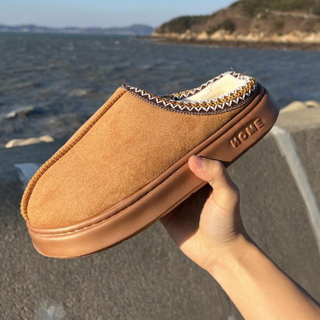 [1+1/추가금X] 남자 겨울 양털 퍼 안감 스웨이드 어그 슬리퍼 뮬 7022