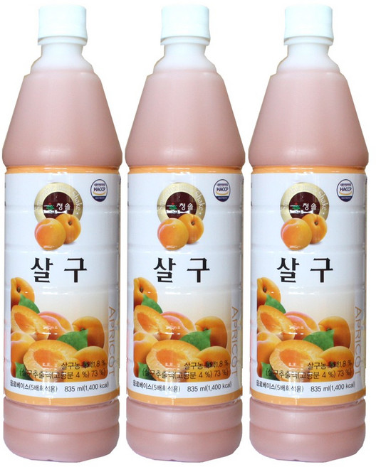 청솔 살구 음료, 835ml, 3개