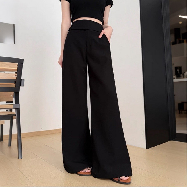 샤일리 여성 와이드 정장바지 사이드 3버튼 슬랙스