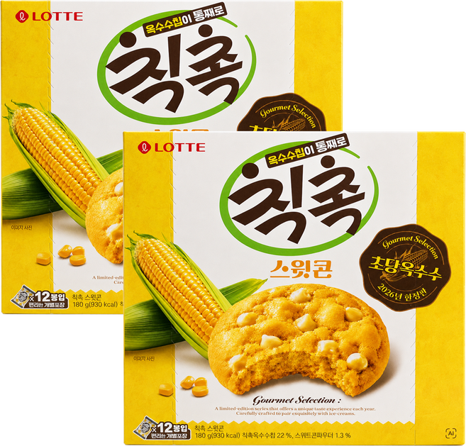 롯데웰푸드 초당옥수수 칙촉 스윗콘, 2개, 180g