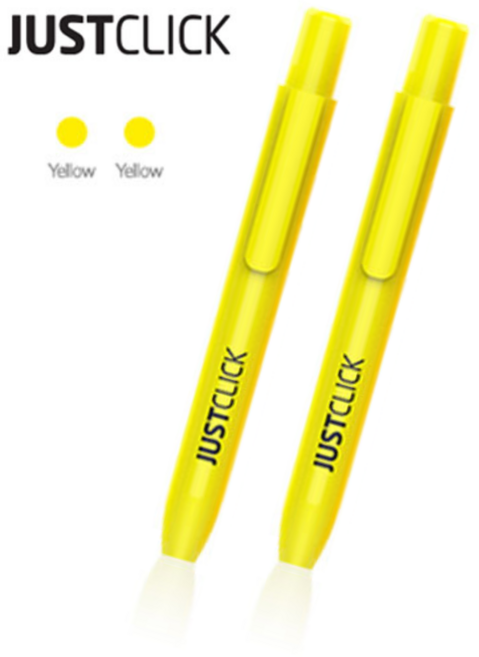 모리스 저스트클릭 형광펜M2 노크식 형광펜, 1개, 노랑+노랑