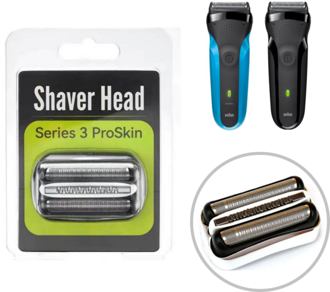 어썸케이 브라운 3 시리즈 면도날 호환 세트, 32S, 실버+화이트, 1개