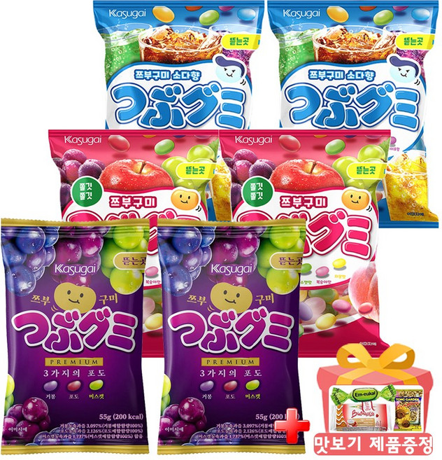 카스가이 쯔부구미 젤리빈 3종(각 2개씩) 6개세트 맛보기제공, 1세트, 370g