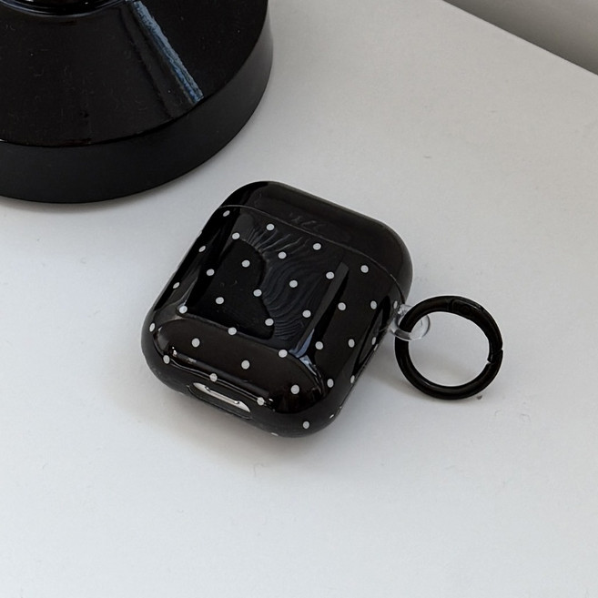 3컬러 도트 에어팟 케이스, 1개, 블랙 도트, 에어팟 1/2세대