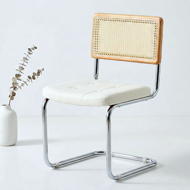 피피포피 바터 라탄 가죽 의자 세스카 체어, 1개, 화이트