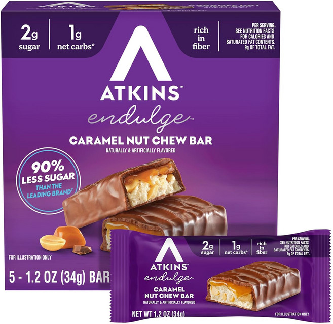 Atkin 엔둘지 카라멜 넛 츄 바 5개입, 170g, 1개