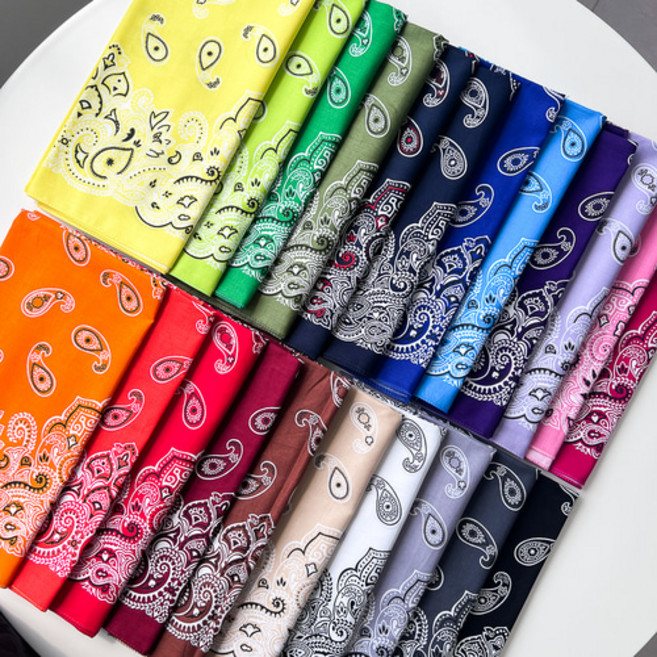 등산 손수건 페이즐리 면 대형 큰 여성 남성 남자 미니스카프 반다나 단체 빨간 인쇄 100% 국산