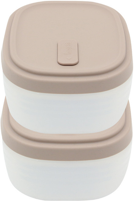 네오실리 뉴에어락 국산 프리미엄 실리콘 밀폐 용기 냉동밥용기 대형, 웜베이지, 2개